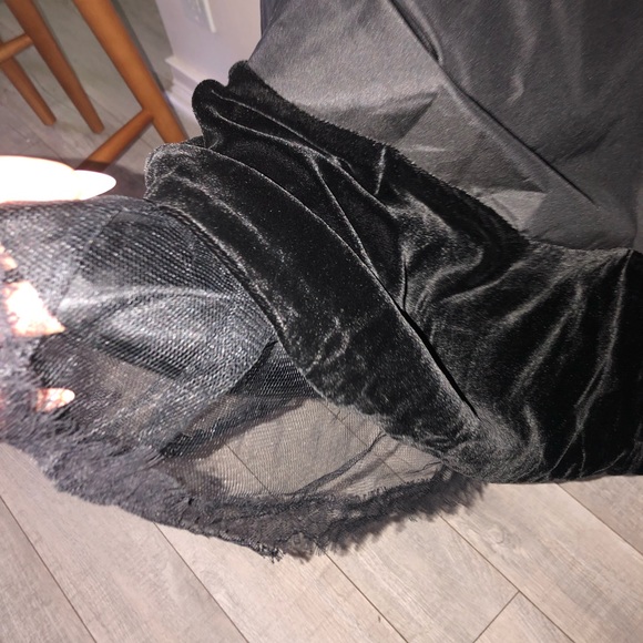 BCBG Maxazria size 12 halter black dress with velvet accents - Picture 6 of 7